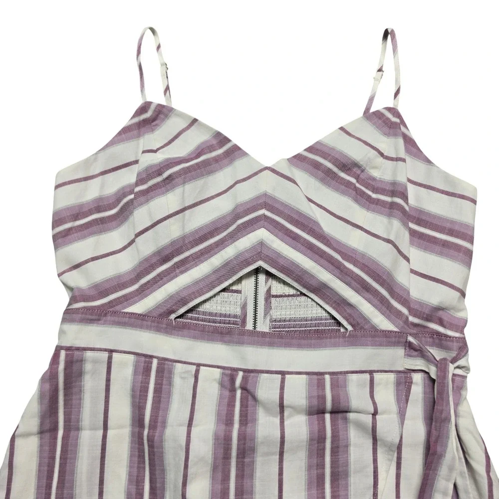 Costal Chic Wrap Skirt Cotton Midi Dress Womens 10 Purple White Express